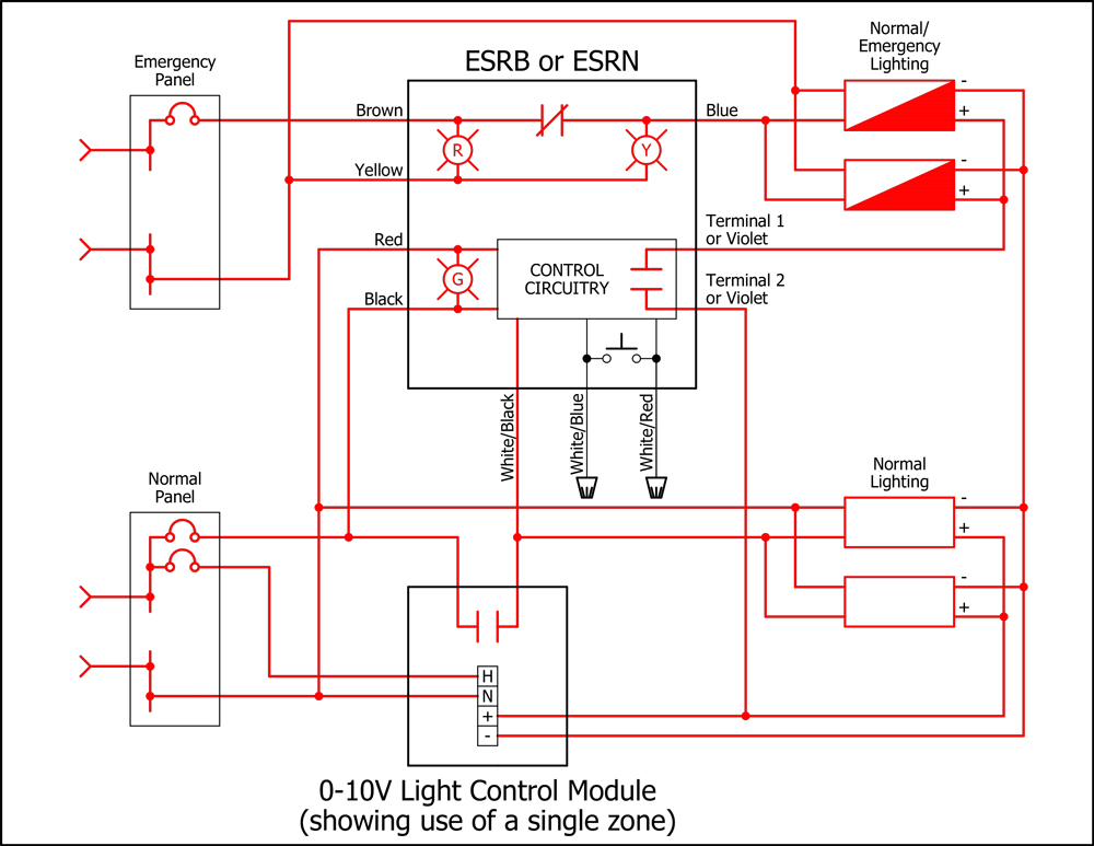 ESRB / ESRN Emergency Lighting - Normal Conditions, Lights ON